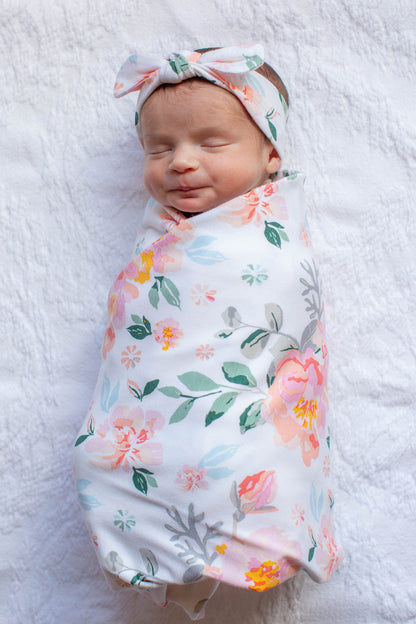 Mila Swaddle Blanket & Newborn Headband Set