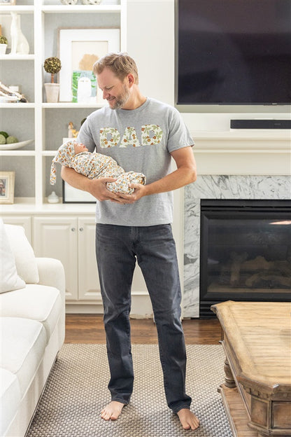 Aspen Robe & Newborn Swaddle Blanket Set & Dad T-Shirt
