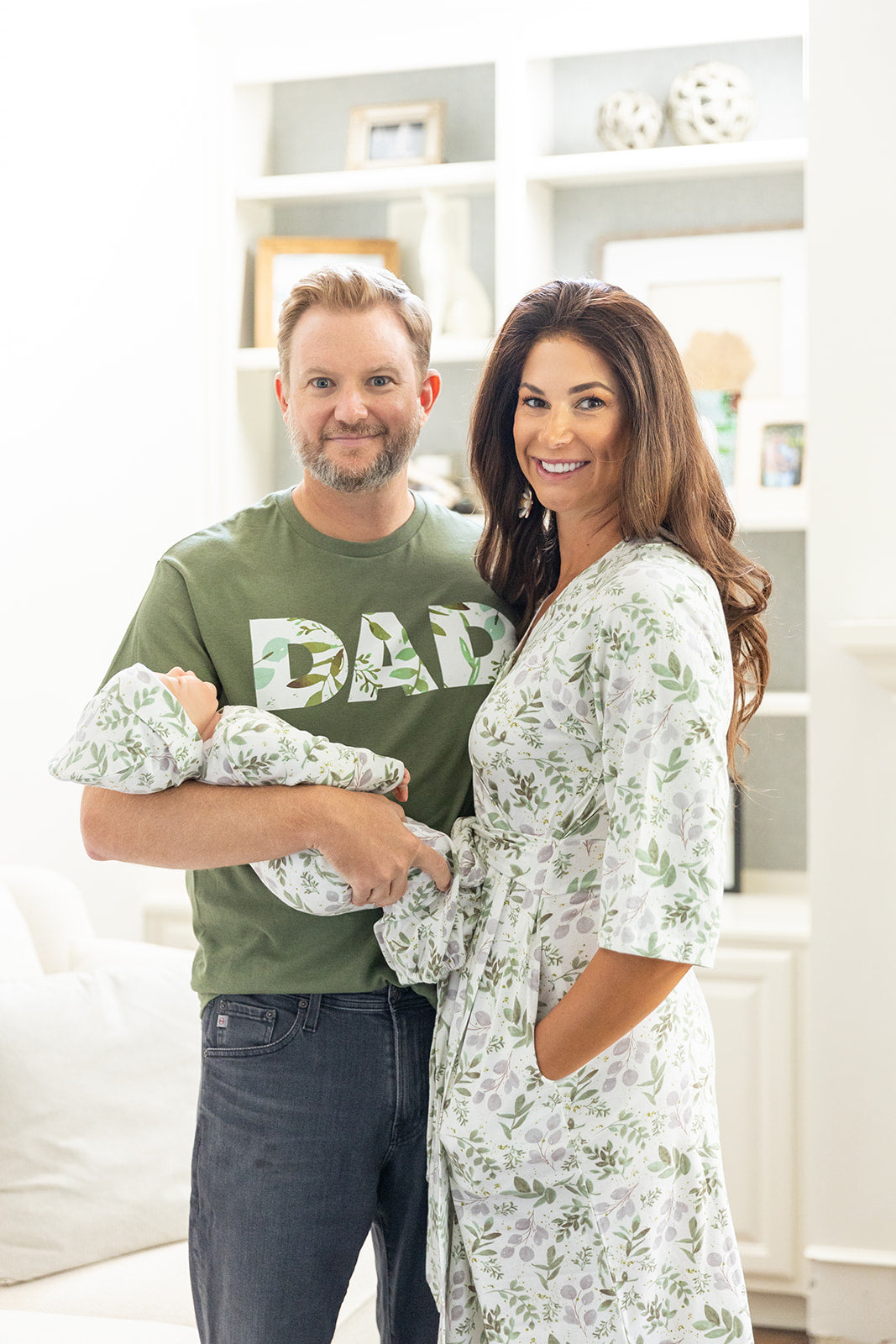 Morgan Robe & Baby Receiving Gown Set & Dad T-Shirt