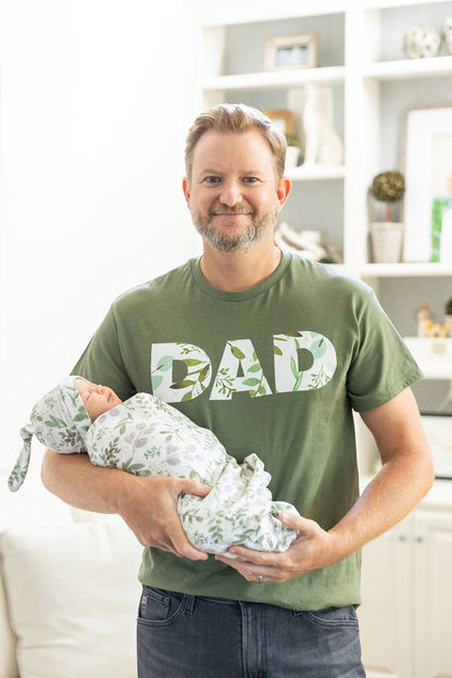 Morgan Robe & Newborn Swaddle Blanket Set & Dad T-Shirt