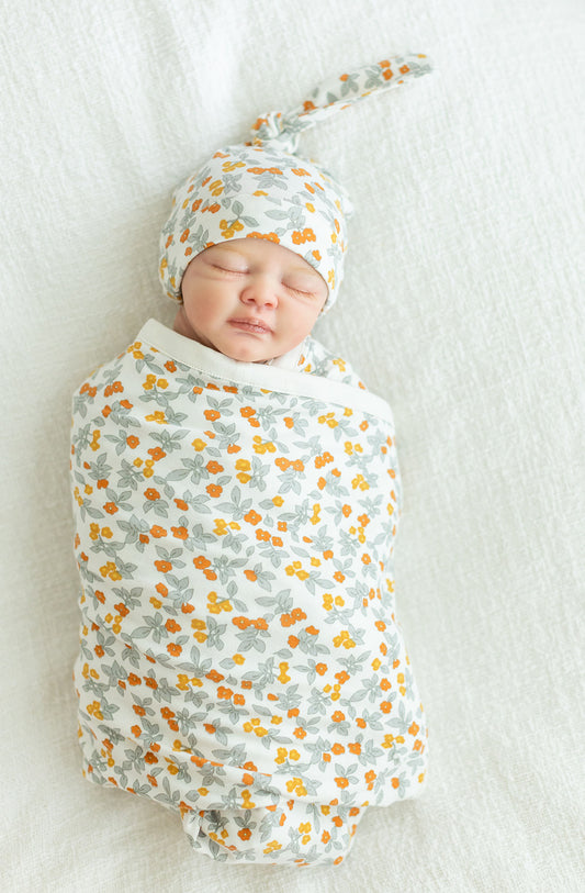 Aspen Swaddle Blanket & Newborn Hat Set