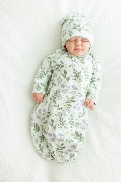 Sage Green Pregnancy/Postpartum Robe & Morgan Baby Receiving Gown Set