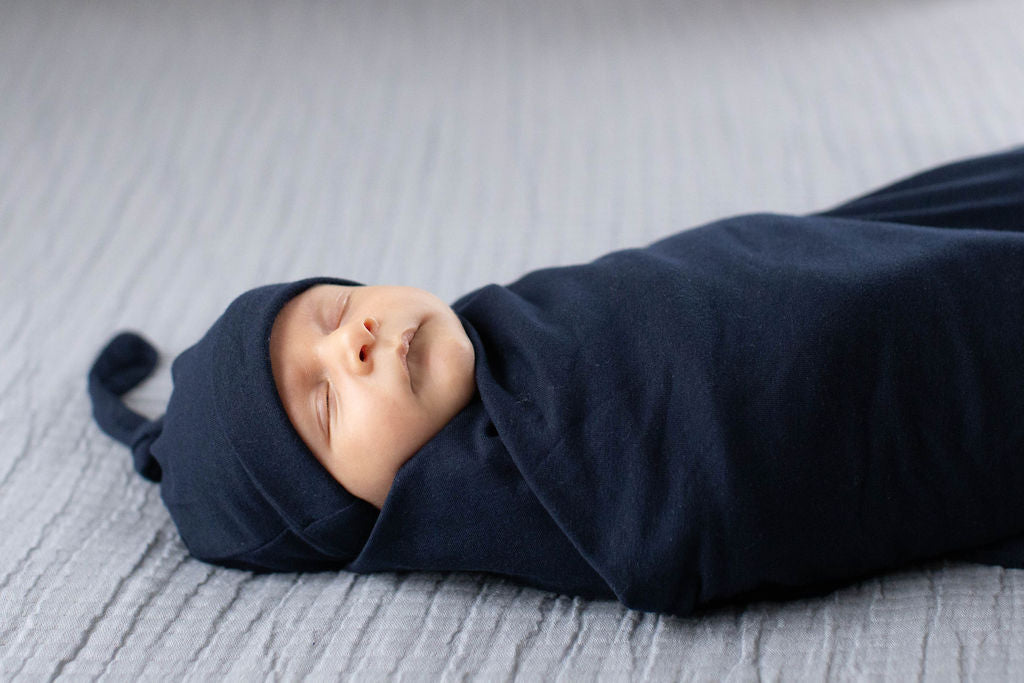 Navy Blue Baby Swaddle Blanket Set