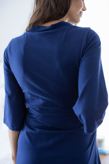 Navy Blue Pregnancy/Postpartum Robe & Matching Swaddle