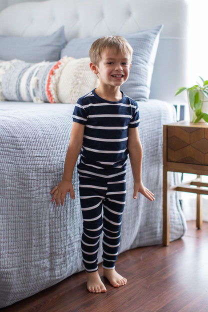 Navy Stripe Kids Pajama Set