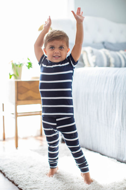 Navy Stripe Kids Pajama Set