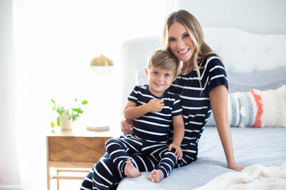 Navy Stripe Maternity Nursing Pajamas & Big Brother Pajamas