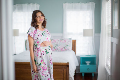 Olivia Pregnancy/Postpartum Robe & Maternity Hospital Gownie Set