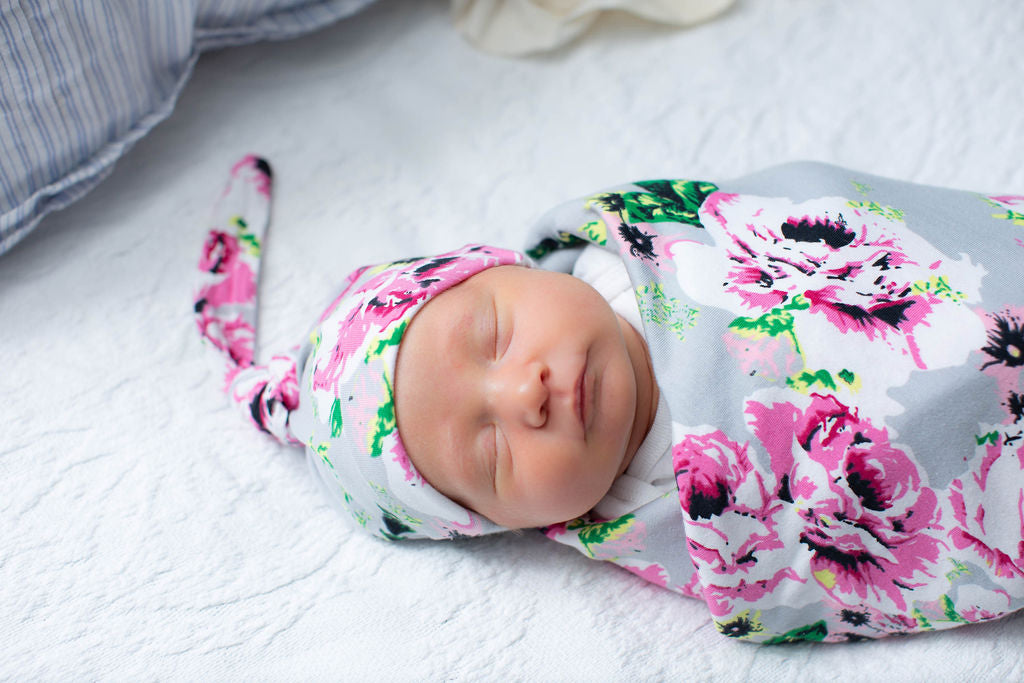 Olivia Nursing Pajamas & Newborn Swaddle Blanket Set