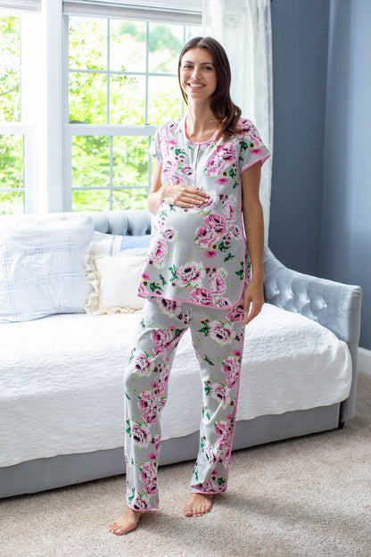 Olivia Mom Pajamas & Big Sister Pajamas & Matching Swaddle Blanket Set