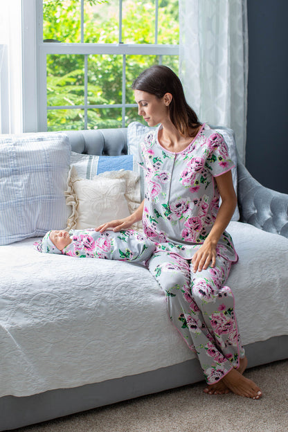 Olivia Maternity Nursing Pajamas & Swaddle Blanket Set