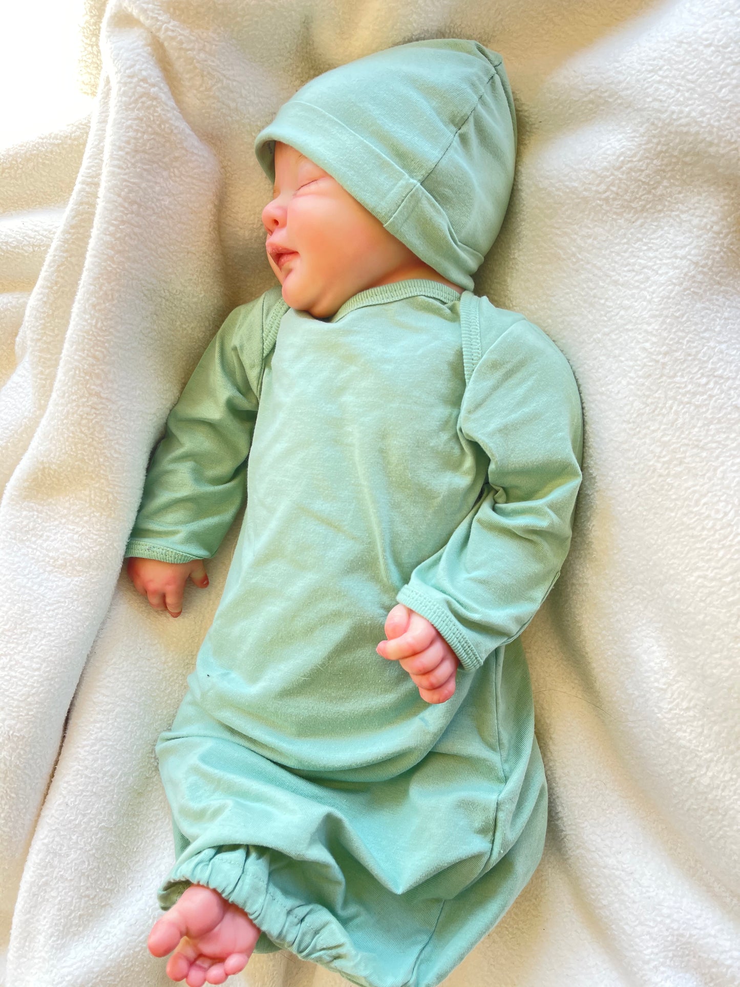 Mila Pregnancy/Postpartum Robe & Sage Green Baby Receiving Gown Set