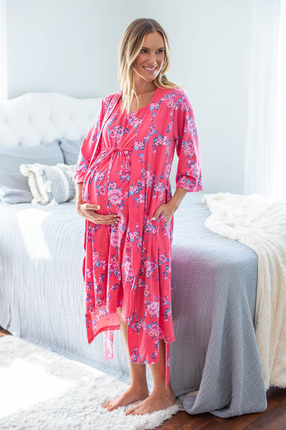 Rose 3 in 1 Labor Gown & Matching Pregnancy/Postpartum Robe Set