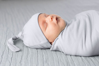 Light Grey Swaddle Blanket & Newborn Hat Set