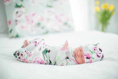 Olivia Robe & Sleeveless Nursing Nightgown & Baby Receiving Gown Set