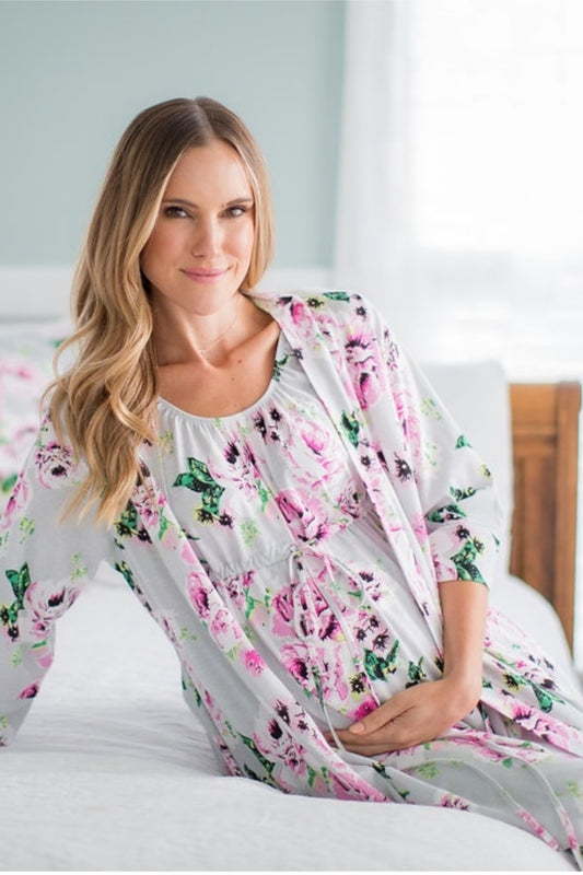 Olivia Pregnancy/Postpartum Robe & 3 in 1 Labor Gown Set