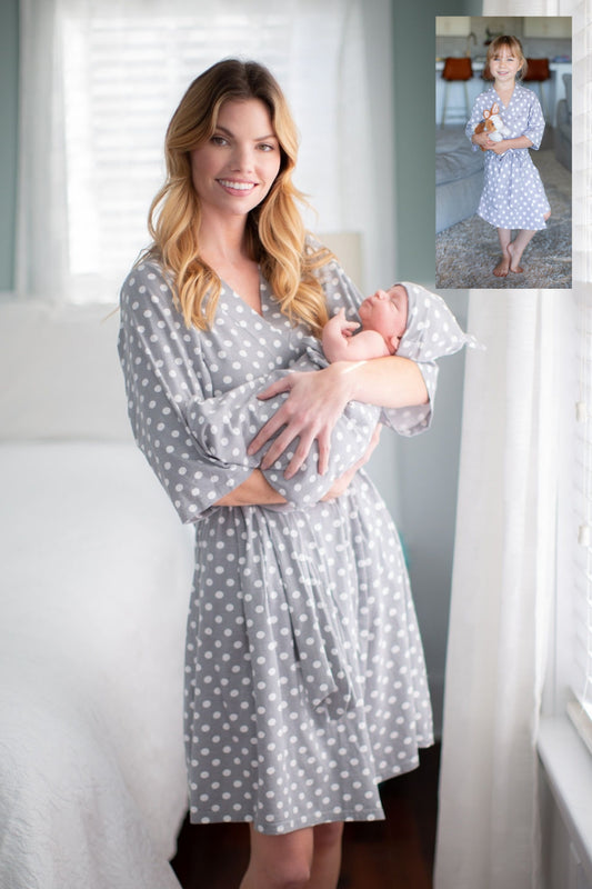 Lisa Big Sister & Mom Pregnancy/Postpartum Robe & Swaddle Blanket Set