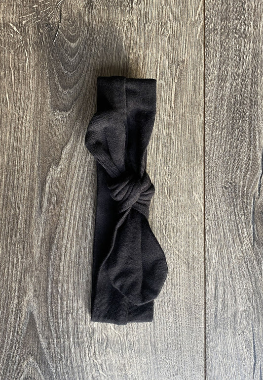 Black Knotted Bow Baby Headband