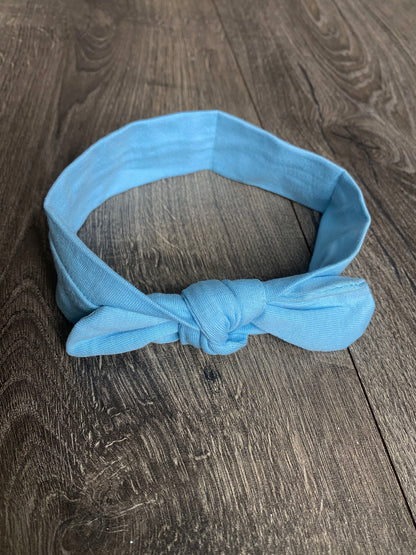 Light Blue Knotted Bow Newborn Headband