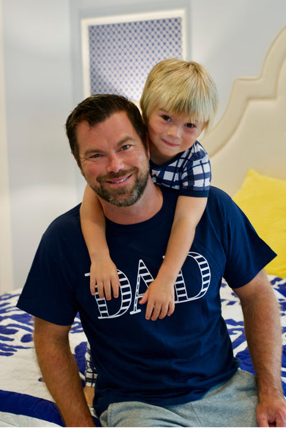 Navy stripe Dad Tshirt matches with the whole family.