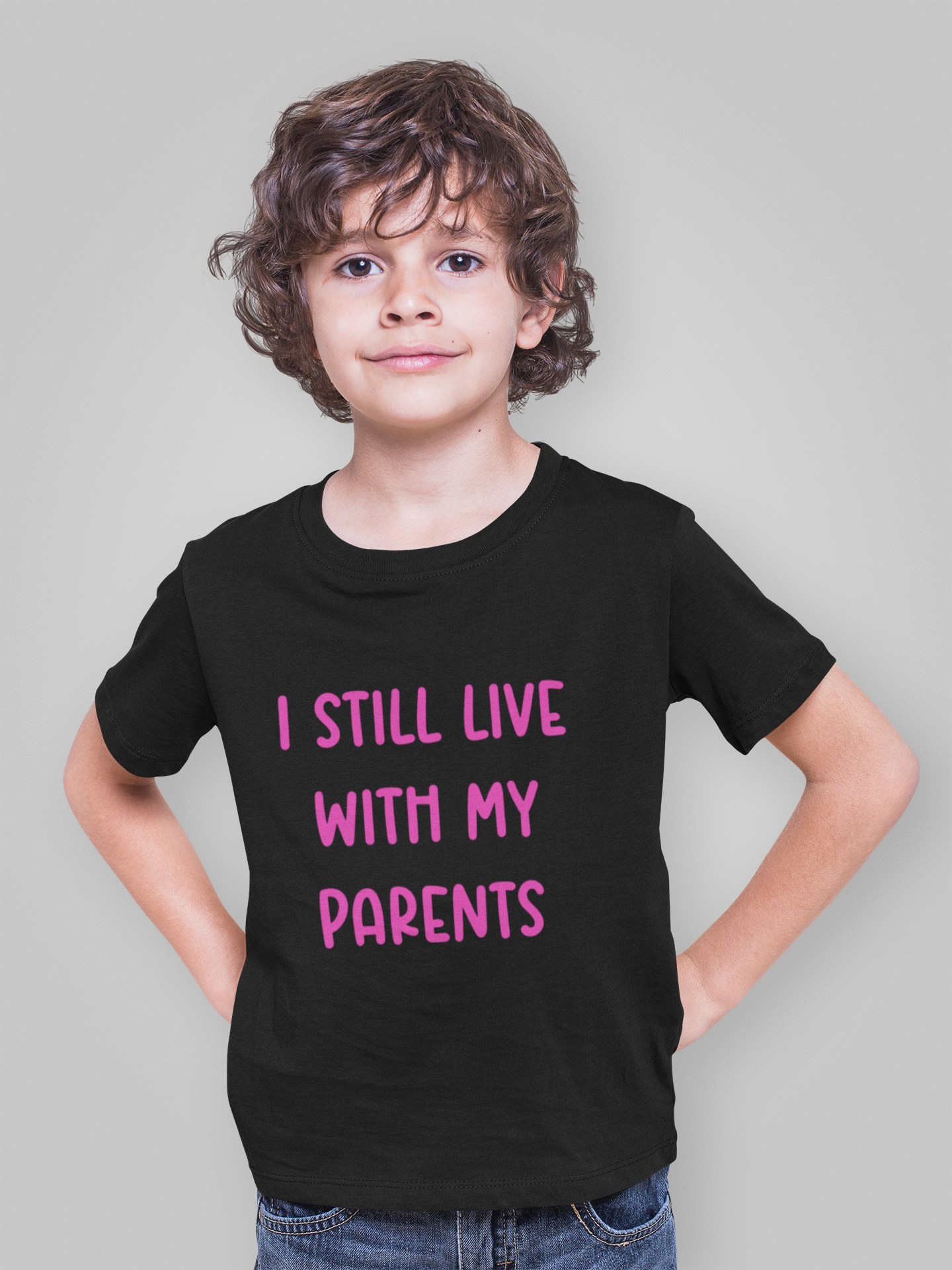I still live with my parents t-shirt Black and Pink