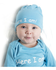 Eden Aqua Blue Here I Am Baby Receiving Gown & Hat