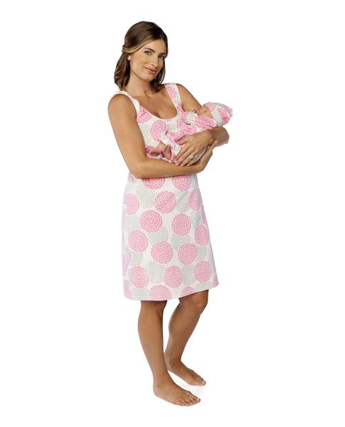 Lilly Sleeveless Maternity/Nursing Nightgown & Matching Baby Receiving Gown Set