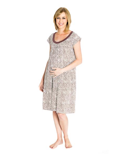 Trixie Leopard Maternity/Nursing Nightgown