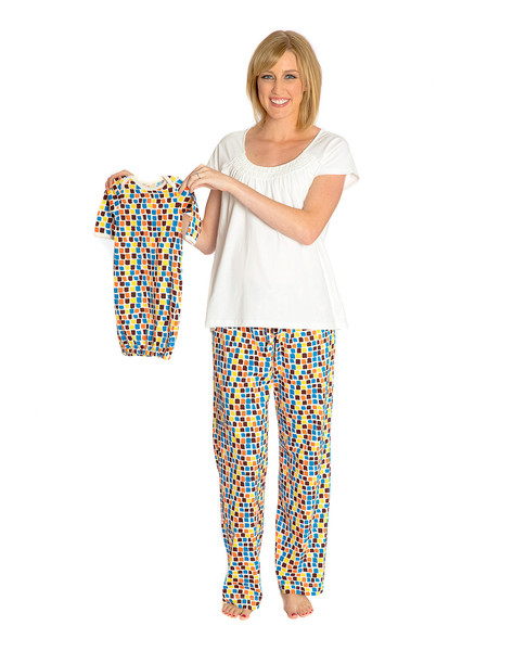Lucas Maternity/Nursing PJ's & Matching Baby Receiving Gown Set
