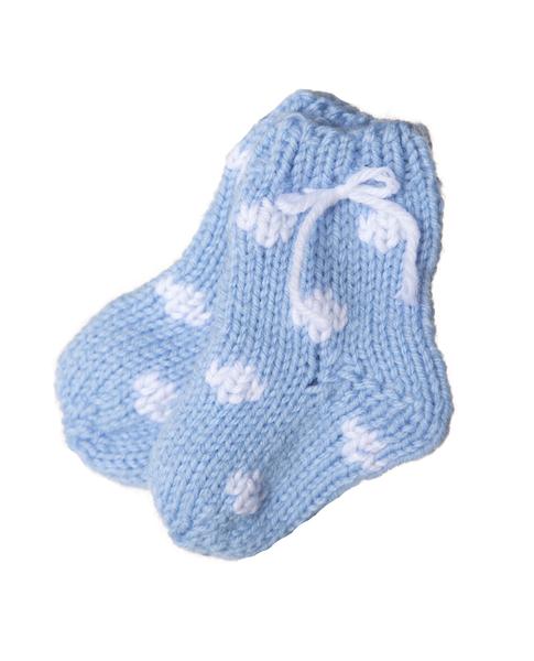 Blue Dotty Newborn Hand Knitted Baby Socks