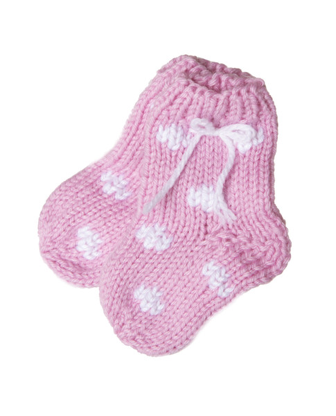 Pink Dotty Newborn Hand Knitted Baby Socks